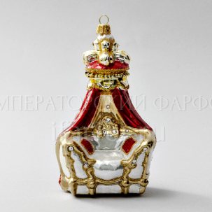Елочная игрушка в подарочной коробке Трон с балдахином 85 x 155 мм.