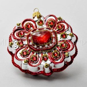 Елочная игрушка в подарочной коробке Брошь красная 95 x 100 мм.