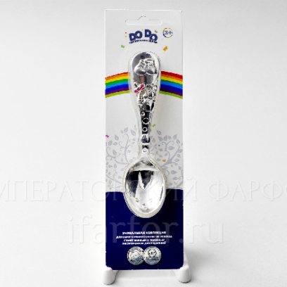 Ложка детская Ботиночки с розовой эмалью Тактильная