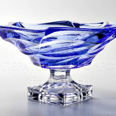 Ваза для фруктов на ножке Синий BOHEMIA TREASURY