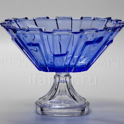 Ваза для фруктов на ножке Синий BOHEMIA TREASURY