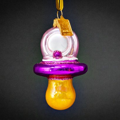 Елочная игрушка Детская соска розовая