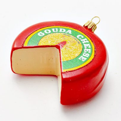 Елочная игрушка «Сыр Gouda» Стекло. 80 x 85 мм.