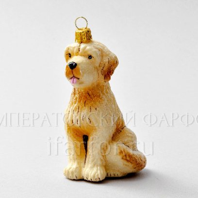 Елочная игрушка Собака золотистая