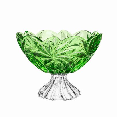 Ваза для фруктов «Зеленая» Форма: Flora. Стекло. 285 мм.