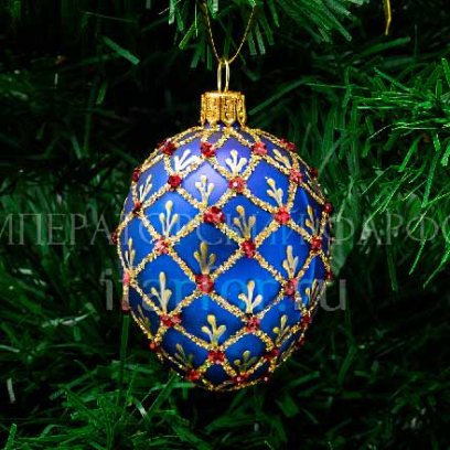 Елочная игрушка Яйцо Фаберже Сетка синий