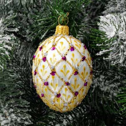 Елочная игрушка Яйцо Фаберже Молочный рубин