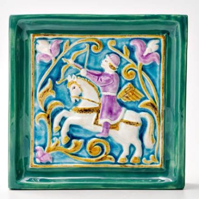 Изразец Охотник 3 бирюзовый