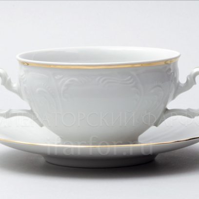 Чашка с блюдцем бульонная Бернадотт Белый узор Бернадотт