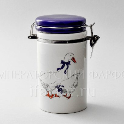 Банка для сыпучих продуктов «Гуси» Форма: Royal Classics. Керамика. 96 x 180 мм.
