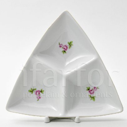 Менажница 3-х секционная Цветочный мотив Треугольная