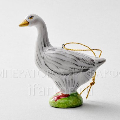 Елочная игрушка Гусь серый