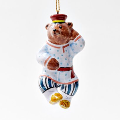 Елочная игрушка Медведь в картузе