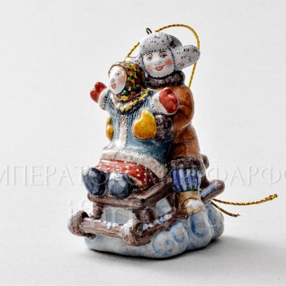 Елочная игрушка Дети на санках