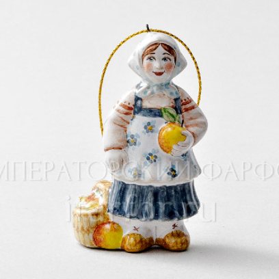 Елочная игрушка Девочка с яблоками