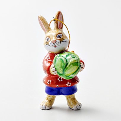 Елочная игрушка Заяц с капустой