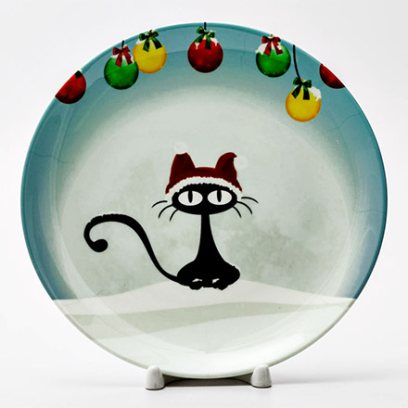 Декоративная тарелка Черный кот