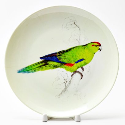 Декоративная тарелка Зеленый попугай
