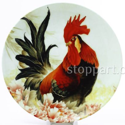 Декоративная тарелка Петух в цветах