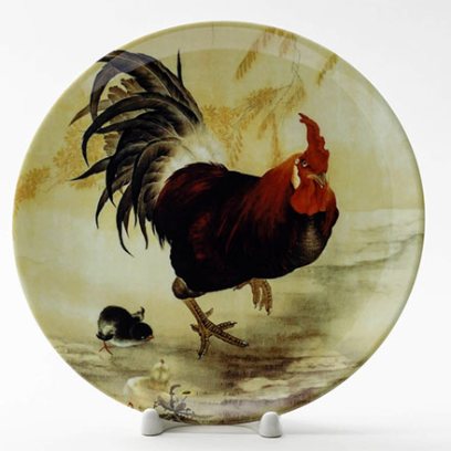 Декоративная тарелка Петух и два цыпленка