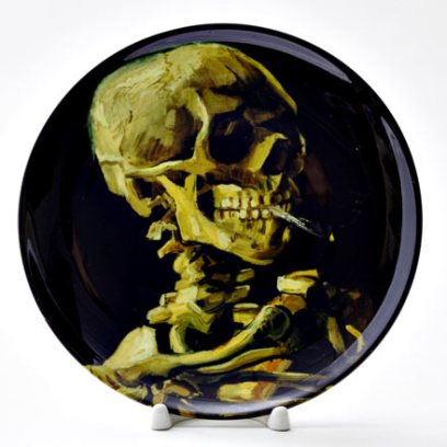 Декоративная тарелка Череп с горящей сигаретой