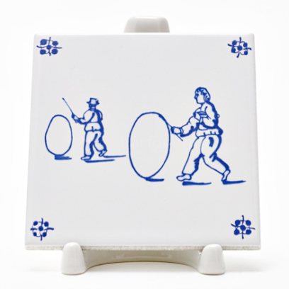 Изразец Голландский Детские игры. Катание обруча