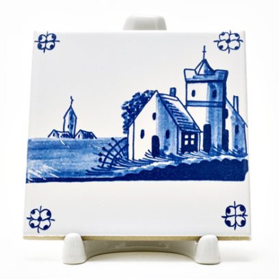 Изразец Голландский. Деревушка с башней 3