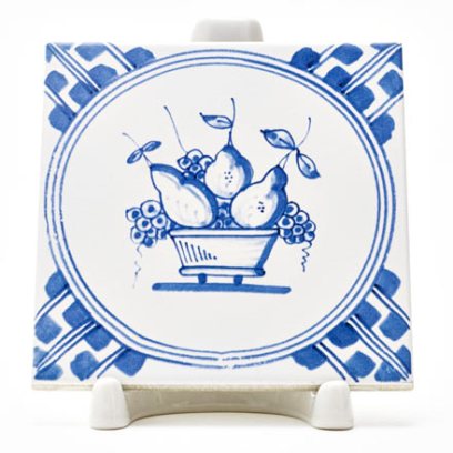 Изразец Голландский. Корзина с грушами и виноградом 2