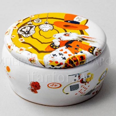 Шкатулка Алиса в стране чудес. Белый кролик Круглая