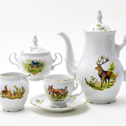 Сервиз кофейный Охотничьи сюжеты 6/17 Бернадотт