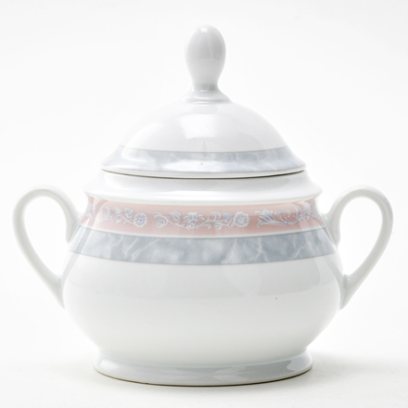 Сахарница «Серый мрамор с розовым кантом»