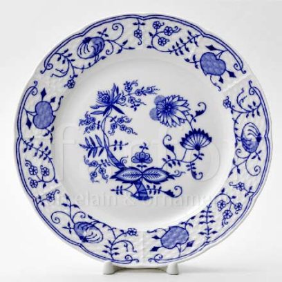 Тарелка мелкая Луковичный узор. Синий лук