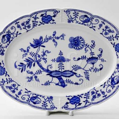 Блюдо овальное Луковичный узор. Синий лук Натали
