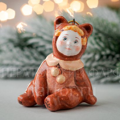 Елочная игрушка «Малыш Медвежонок» Форма: Малыш Медвежонок. Майолика. 80 мм.