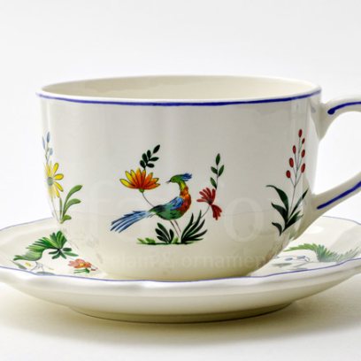Чашка с блюдцем чайная «OISEAUX PARADIS» 1/2 Форма: GIEN Рошель. Фаянс. 450 мл.