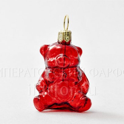 Елочная игрушка Леденцовый мишка (красный)