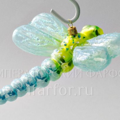 Елочная игрушка «Стрекоза» Стекло. 135 x 120 мм.