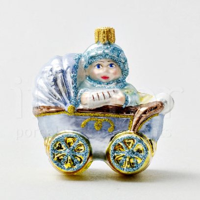 Елочная игрушка в подарочной коробке Малыш в коляске