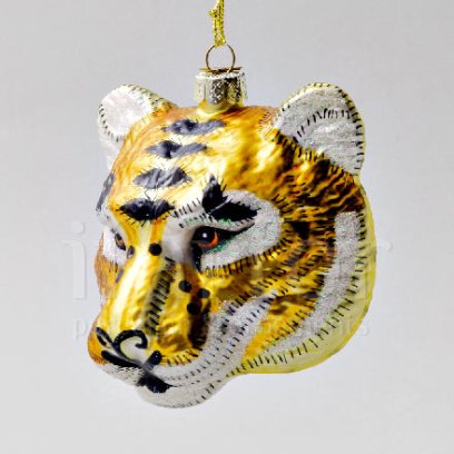 Елочная игрушка Голова тигра оранжевая