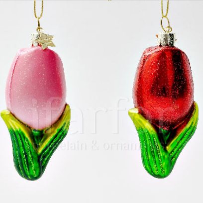 Набор елочных игрушек в подарочной коробке Набор из 2-х стекляных тюльпанов