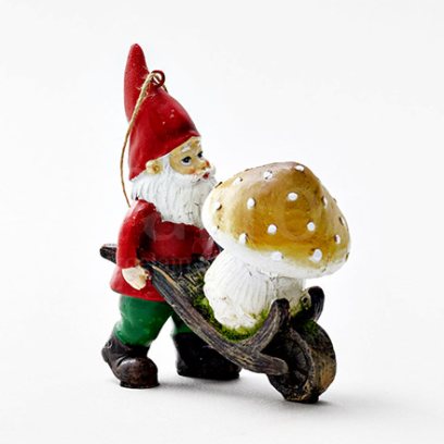 Елочная игрушка Гном с тачкой 1