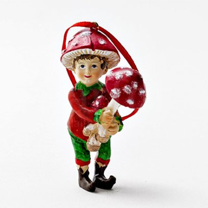 Елочная игрушка Сбор грибов. Мальчик с мухомором 1