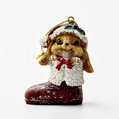 Елочная игрушка Рождественский кролик в ботинке 1