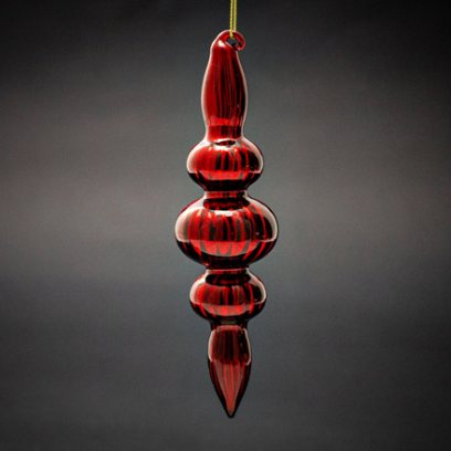 Елочная игрушка Веретено ребристое 2 Красное