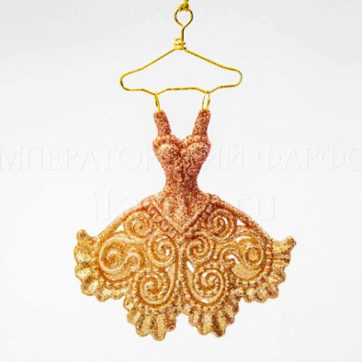 Елочная игрушка Платье на вешалке Розово-золотое