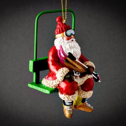Елочная игрушка Дед Мороз на канатной дороге