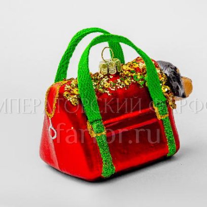 Елочная игрушка Собачка в сумочке