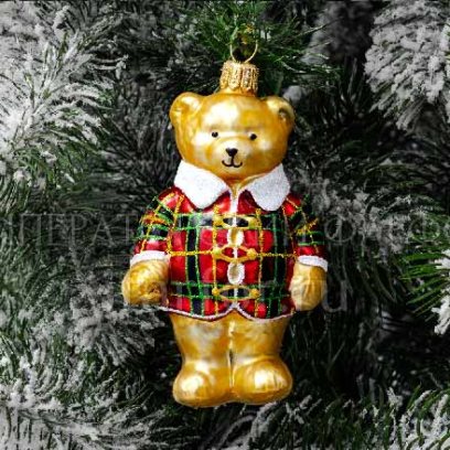 Елочная игрушка Миша в клетчатом кафтане