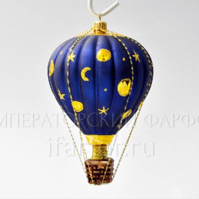 Елочная игрушка «Воздушный шар с лунным светом» Стекло. 91 x 150 мм.