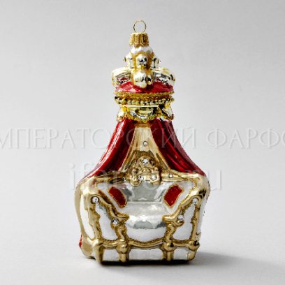 Елочная игрушка в подарочной коробке «Трон с балдахином» Стекло. 85 x 155 мм.
